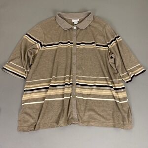 AVENUE Button Up Shirt Women's‎ Plus Size 30/32 Brown Striped Button Front